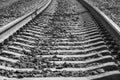 Black and white photo of railroad tracks Royalty Free Stock Photo