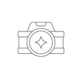 Monochrome photo video camera electronic modern device with lens flare logo vector illustration