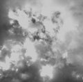 Monochrome photograph of a cloudy sky threatening storm