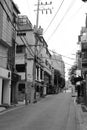 Monochrome photography of Hongdae street early in the morning - south Korea