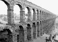 Monochrome Picture of the Aqueduct of Segovia, Breathtaking Famous Landmark of Segovia