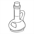 Monochrome picture, glass jug for oil, wine, vector illustration in cartoon style