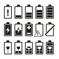 Monochrome pictures of smartphone battery in different levels of charging