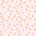 Monochrome Pink Tiny Daisy Flower With White Color Background, Seamless Pattern. Royalty Free Stock Photo