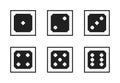 Monochrome pixel-art vector pixelated black dices with white dot