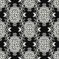 Monochrome pixels on a black background seamless pattern
