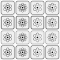Monochrome planetary atom model science icon set Royalty Free Stock Photo