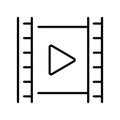 Monochrome play video film strip icon vector player button start cinema multimedia movie industry