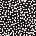 Monochrome polka dot vector seamless pattern. Irregular chaotic spots, circles Royalty Free Stock Photo