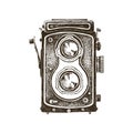 Vintage old TLR medium format film camera Royalty Free Stock Photo