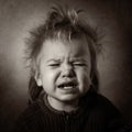 Monochrome portrait of a crying baby Royalty Free Stock Photo