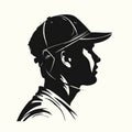 Cricket Silhouette Vector Illustration Pensive Portraiture In Monochrome Style Royalty Free Stock Photo