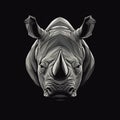 Minimalist Rhino Head Artwork In Black And White