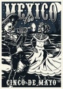 Monochrome poster with Mexican dead characters