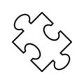 Monochrome puzzle icon vector illustration. Linear symbol of logic, brainstorming and business idea