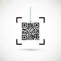 A monochrome QR code centered on a white background, bordered by black brackets at each corner, Royalty Free Stock Photo