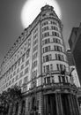 Monochrome of the Radisson Blu Plaza Hotel on Hunter Street, Sydney