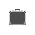 Monochrome retro suitcase with handle personal things carrying silhouette vector illustration