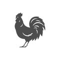 Monochrome rooster black silhouette vintage icon vector cockerel feather farm bird livestock poultry Royalty Free Stock Photo