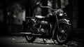 monochrome scene of a classic vintage bike