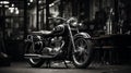 monochrome scene of a classic vintage bike