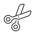 Monochrome scissors icon vector illustration stationery with blade for cutting, chopping, slicing