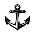 Monochrome sea anchor icon. Nautical vessel mooring appliance, Traditional ship accessory. Silhouette marine equipment