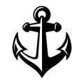 Monochrome sea anchor icon. Nautical vessel mooring appliance, Traditional ship accessory. Silhouette marine equipment