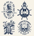 Monochrome sea and marine badges