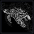 Monochrome Sea turtle mandala arts