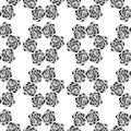 Monochrome seamless background. Simple flat floral motif . Suitable for fabrics. Vector outlines and silhouettes