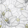 Monochrome seamless hand-drawing floral background with flower amaryllis