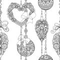 Monochrome Seamless Merry Christmas Pattern, New Year Illustration