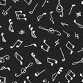Monochrome seamless music pattern Royalty Free Stock Photo