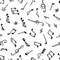 Monochrome seamless music pattern Royalty Free Stock Photo