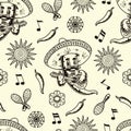 Monochrome seamless pattern with chili pepper Royalty Free Stock Photo