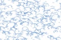 Monochrome seamless pattern of fluffy clouds or soap foam. Repeatable background with curly cumulus. Vector hand drawn