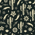 Monochrome seamless pattern with Mexican design Royalty Free Stock Photo