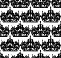 Monochrome seamless pattern tiara . Royal signs in style of fashion illustration. Black and white vector background