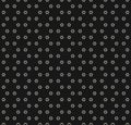 Monochrome seamless pattern with tiny geometric flowers, snowflakes, stars