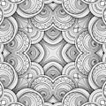 Monochrome Seamless Tile Pattern, Fancy Kaleidoscope Royalty Free Stock Photo