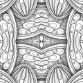 Monochrome Seamless Tile Pattern, Fancy Kaleidoscope Royalty Free Stock Photo