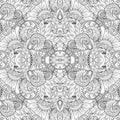 Monochrome Seamless Tile Pattern, Fancy Kaleidoscope Royalty Free Stock Photo