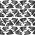 Monochrome seamless zentangle pattern with doodle triangles