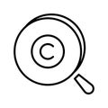 Monochrome search icon vector illustration. Linear magnifying glass scientific researching logo