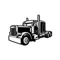 Monochrome semi truck vector image isolated, black anda white trucker image vector Royalty Free Stock Photo