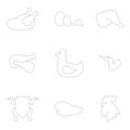 Monochrome set with chicken icons