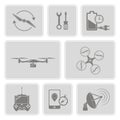 Monochrome set with drone icons