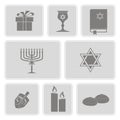 monochrome set with hanukkah symbol icons