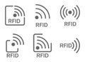 Monochrome set of icons rfid. set of icons featuring radio and radio waves